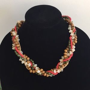 Pearl and beaded statement necklace